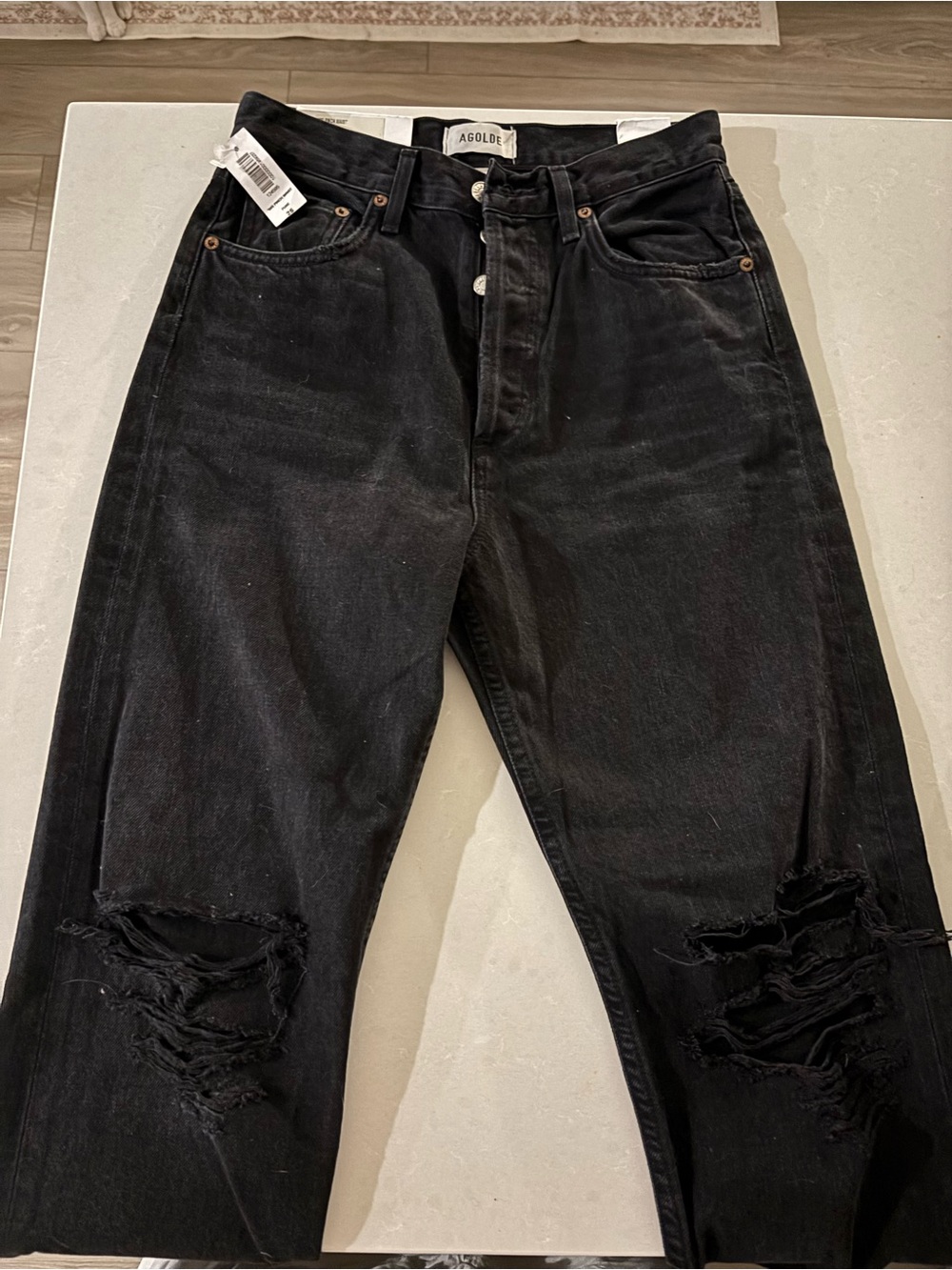 Agolde Black Relaxed Distressed Women's Jeans